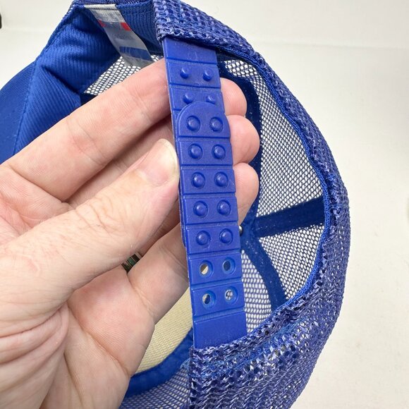 Vtg San Sun Farm Fresh Catfish Snapback Trucker Mesh Hat Blue Turquoise - Picture 12 of 12